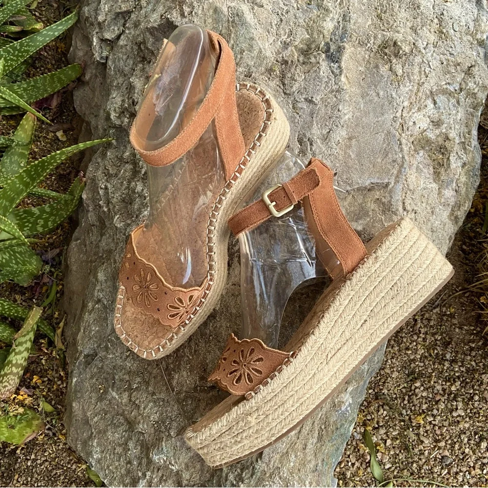 Sandals Espadrille Wedge Suede Sandals by Crown Vintage